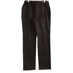 So Slimming Chicos Trouser Pants 0 Black Straight Leg Flat Front Pull On Sz 4